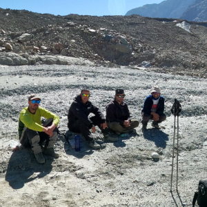 Conducting aerial visual observations and scientific expedition work in the Wandzhyakh glacier (Fedchenko)